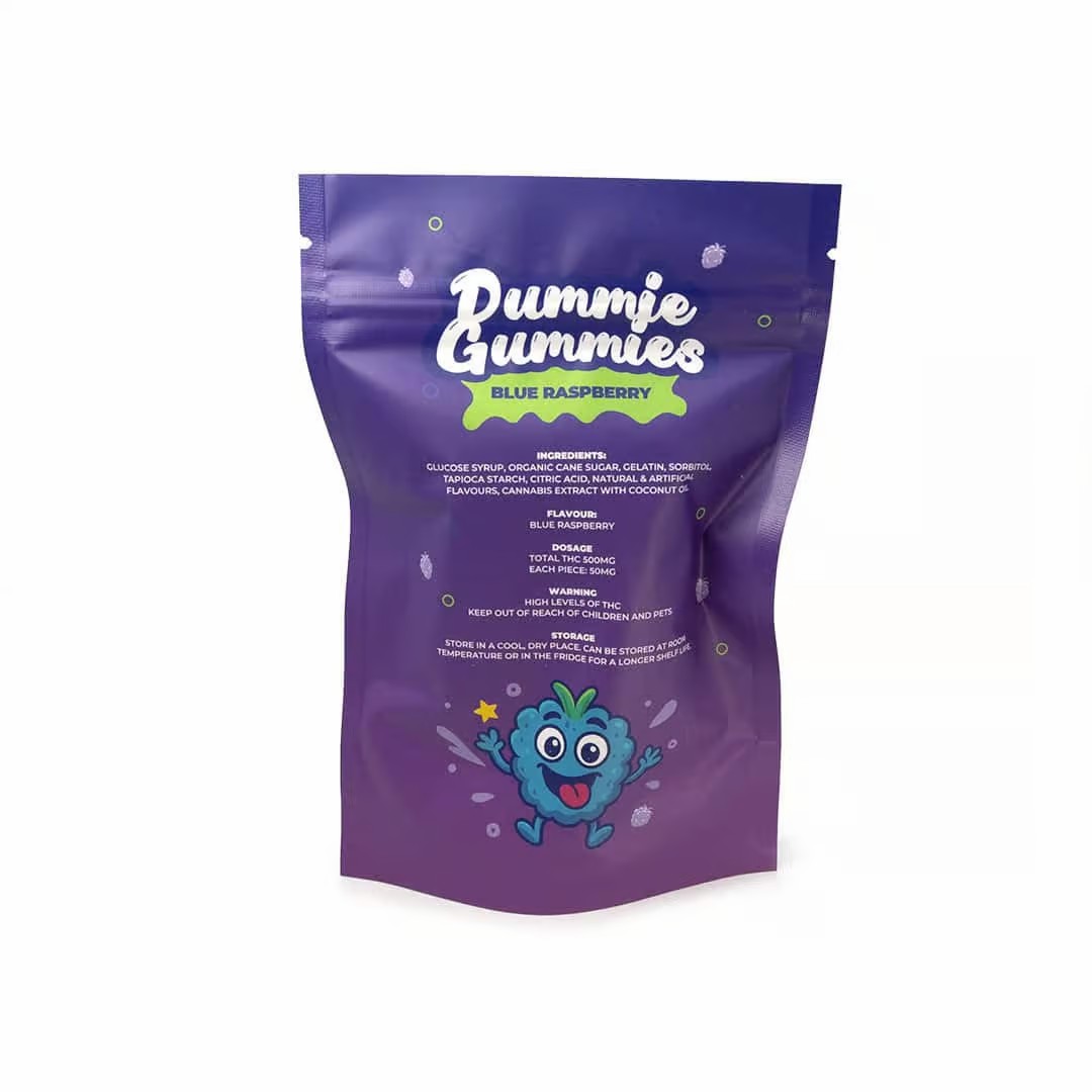 Dummie Gummies – Blue Raspberry 500mg THC Gummies - Image 3